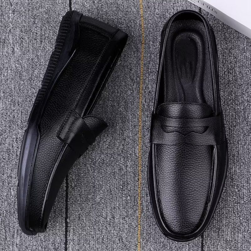 Fritidssko Herre Elegante Pu Slip-on Loafers Med Metallmote - Svart