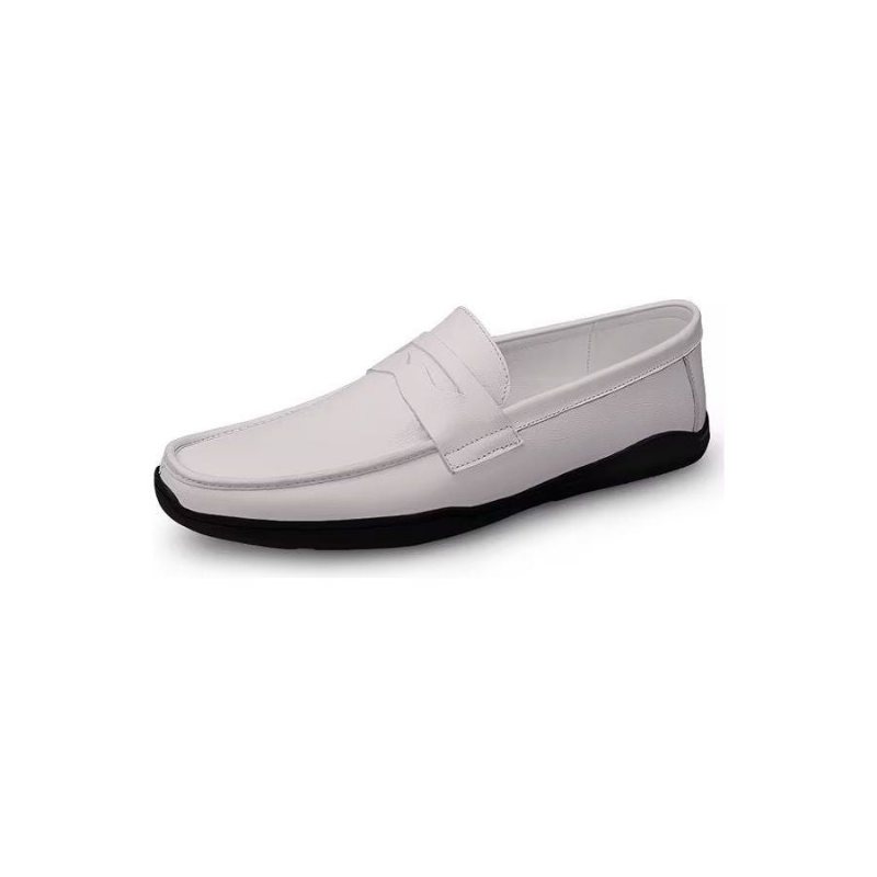 Fritidssko Herre Elegante Pu Slip-on Loafers Med Metallmote - Hvitt Hull