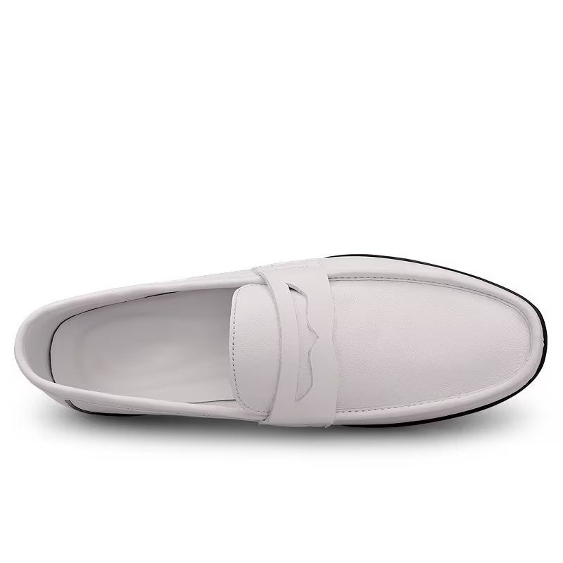 Fritidssko Herre Elegante Pu Slip-on Loafers Med Metallmote - Hvitt Hull