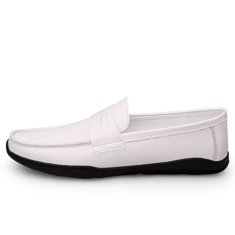 Fritidssko Herre Elegante Pu Slip-on Loafers Med Metallmote - Hvitt Hull