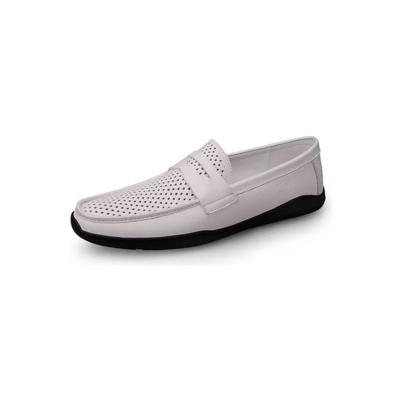 Fritidssko Herre Elegante Pu Slip-on Loafers Med Metallmote - Hvitt Hull