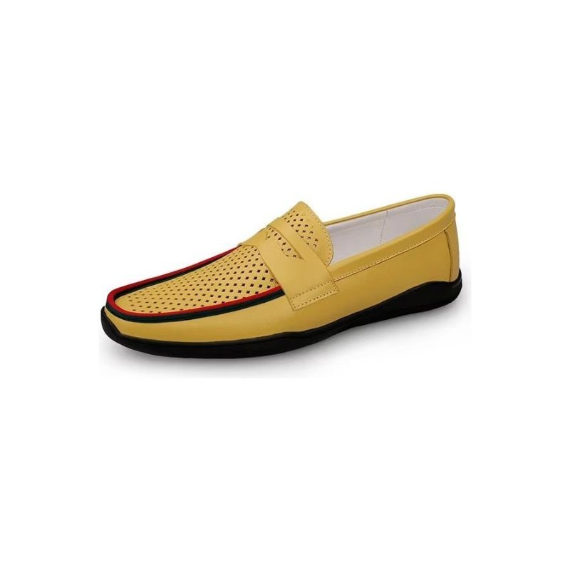 Fritidssko Herre Elegante Pu Slip-on Loafers Med Metallmote - Gult Hull