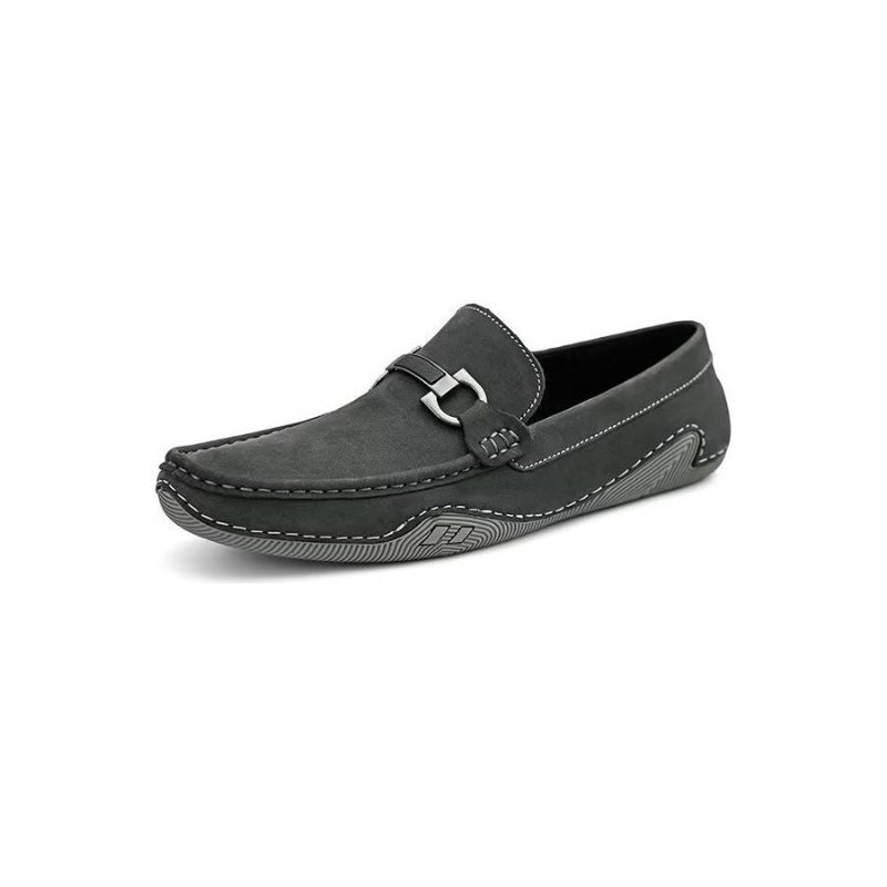 Fritidssko Herre Elegante Slip-on Loafers Med Metallmote - Grå