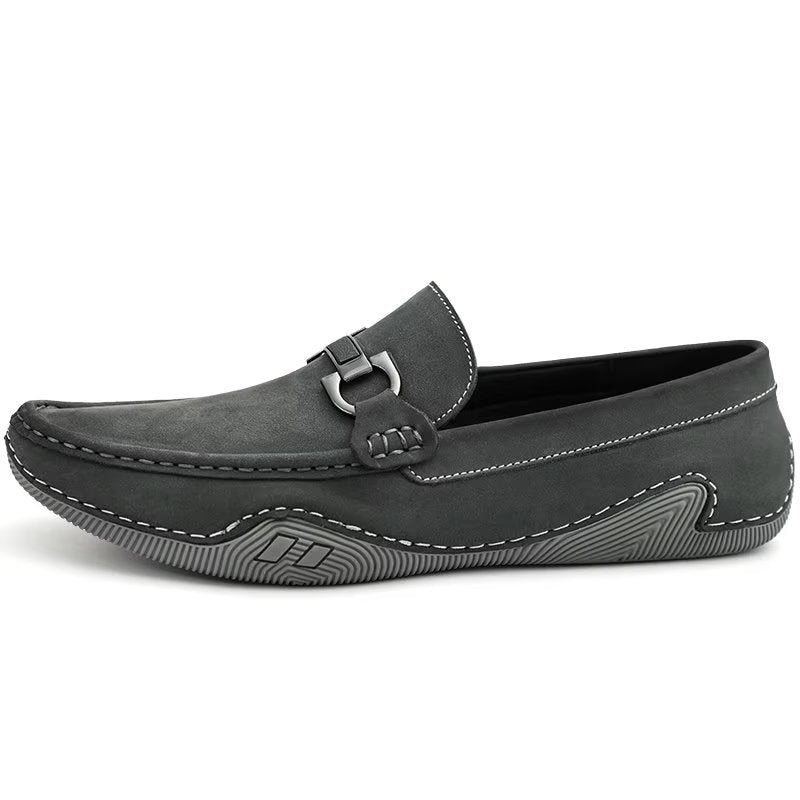 Fritidssko Herre Elegante Slip-on Loafers Med Metallmote - Grå