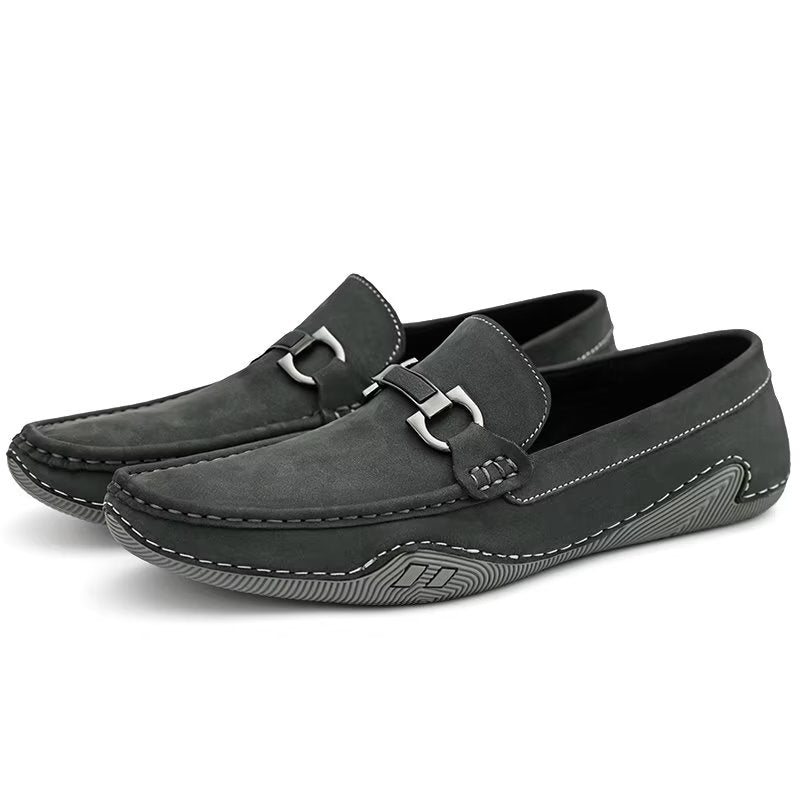 Fritidssko Herre Elegante Slip-on Loafers Med Metallmote - Grå