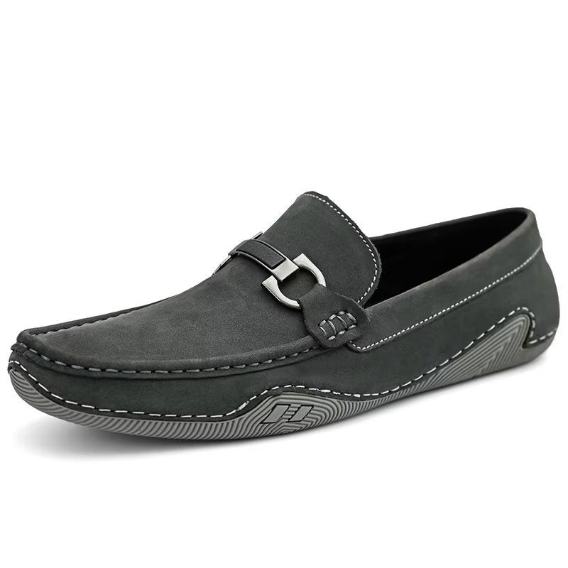 Fritidssko Herre Elegante Slip-on Loafers Med Metallmote - Grå