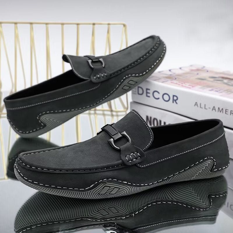 Fritidssko Herre Elegante Slip-on Loafers Med Metallmote - Grå