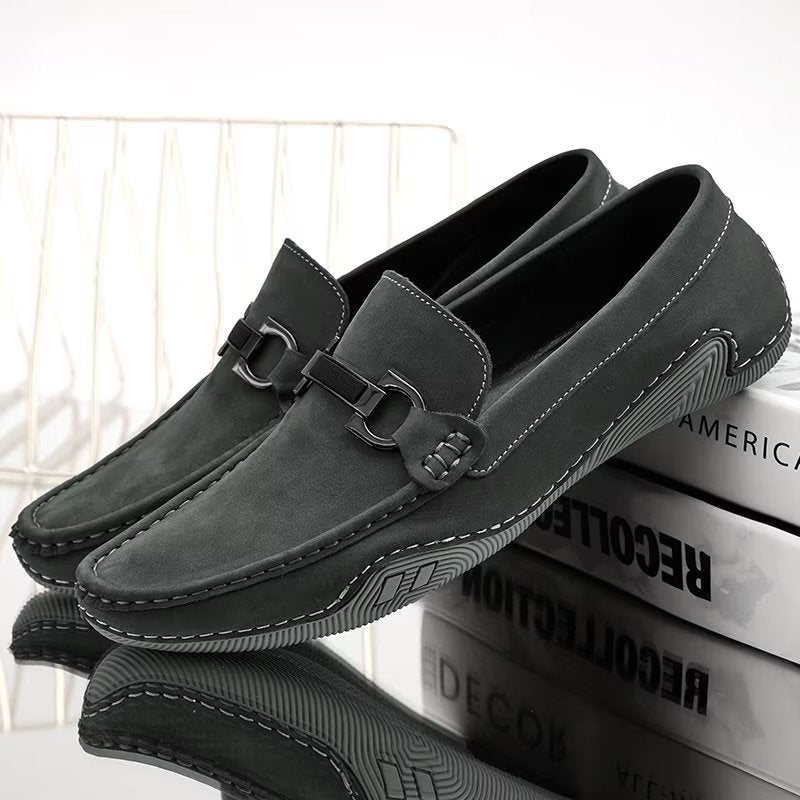 Fritidssko Herre Elegante Slip-on Loafers Med Metallmote - Grå