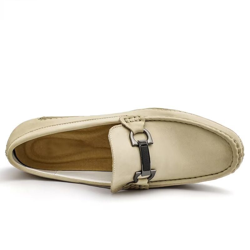 Fritidssko Herre Elegante Slip-on Loafers Med Metallmote - Beige