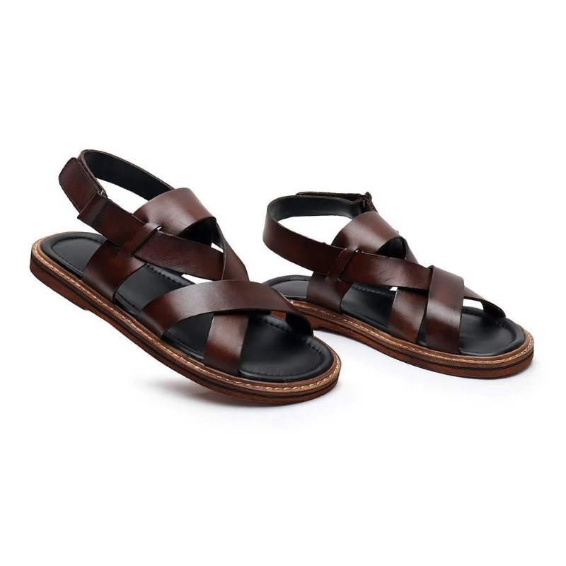 Fritidssko Herre Roman Peep Toe Sandaler - Kaffe