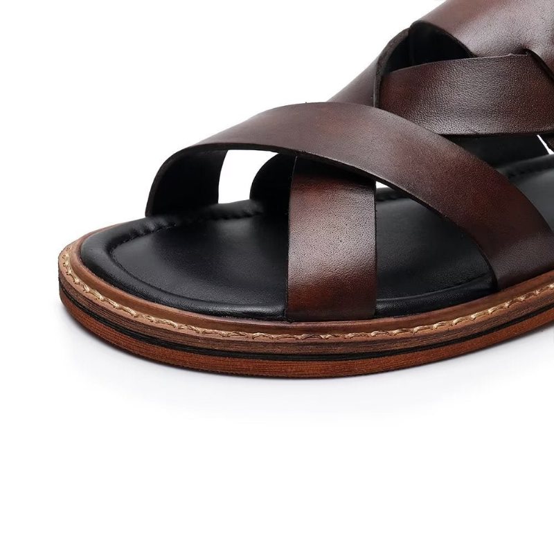 Fritidssko Herre Roman Peep Toe Sandaler - Kaffe