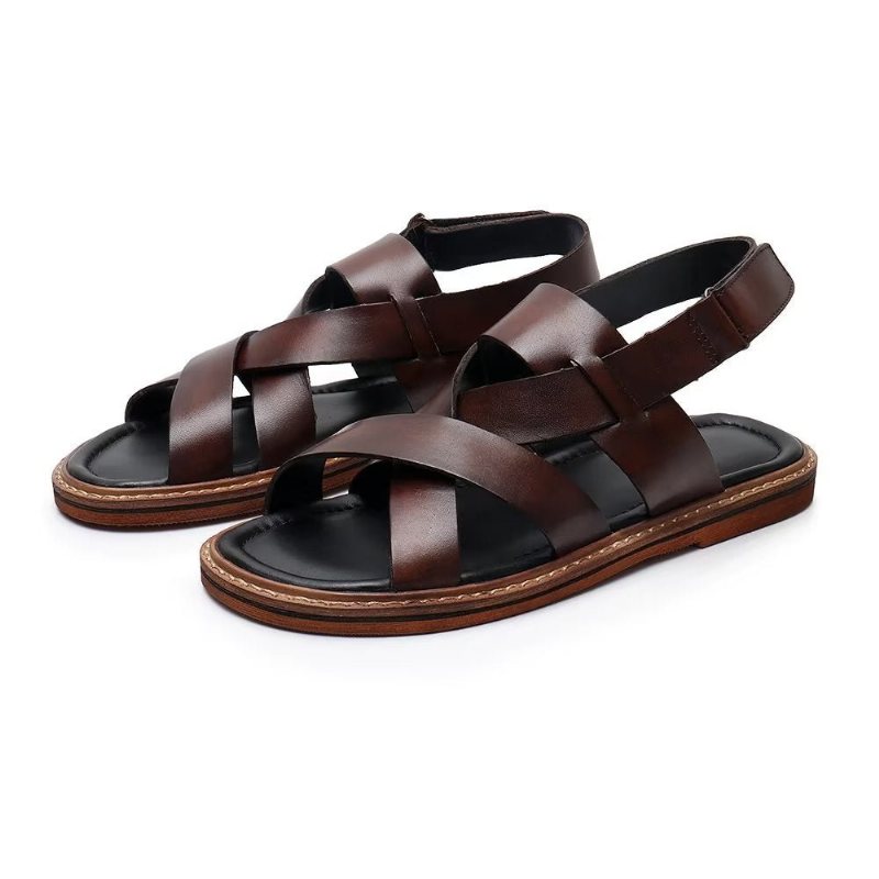 Fritidssko Herre Roman Peep Toe Sandaler - Kaffe