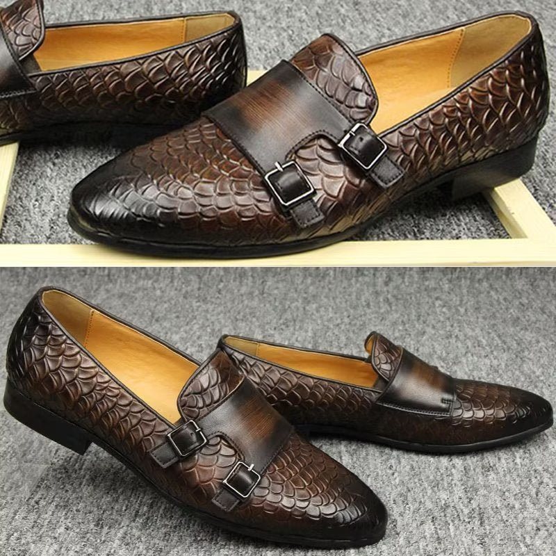 Herre Fritidssko Croc-mønster Elegante Slip On Loafers - Kaffe