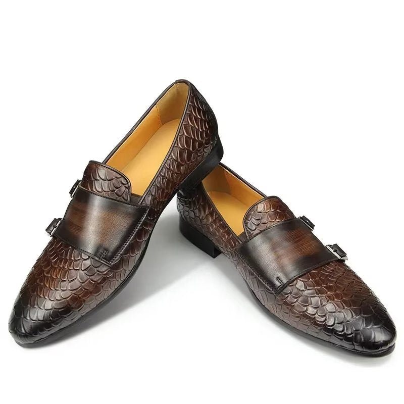 Herre Fritidssko Croc-mønster Elegante Slip On Loafers - Kaffe