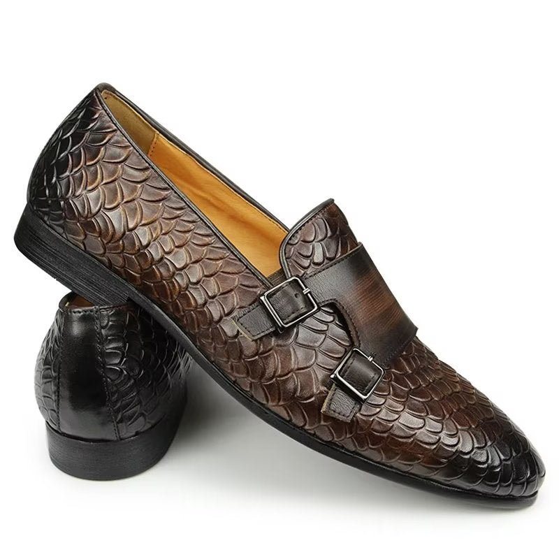 Herre Fritidssko Croc-mønster Elegante Slip On Loafers - Kaffe