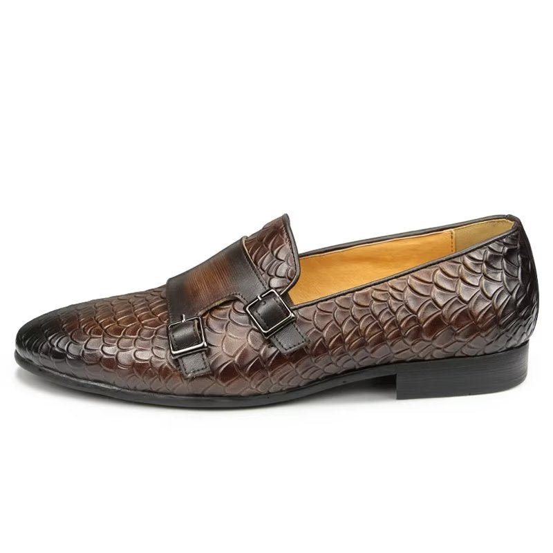 Herre Fritidssko Croc-mønster Elegante Slip On Loafers - Kaffe