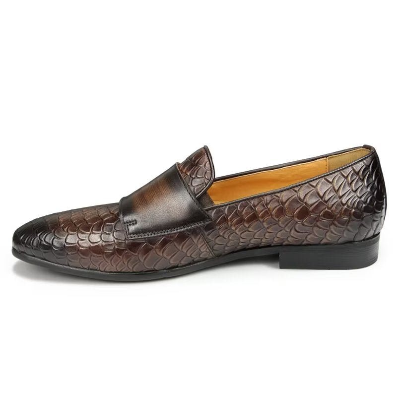 Herre Fritidssko Croc-mønster Elegante Slip On Loafers - Kaffe