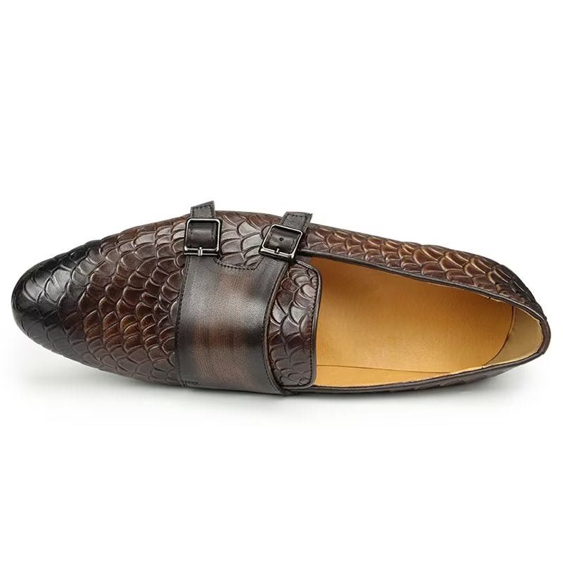 Herre Fritidssko Croc-mønster Elegante Slip On Loafers - Kaffe