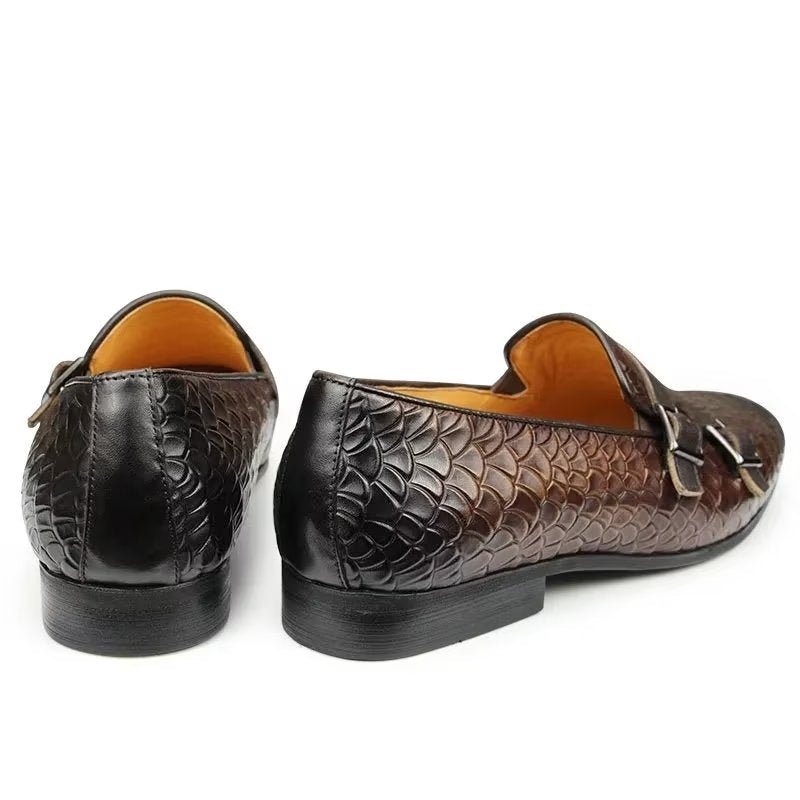 Herre Fritidssko Croc-mønster Elegante Slip On Loafers - Kaffe