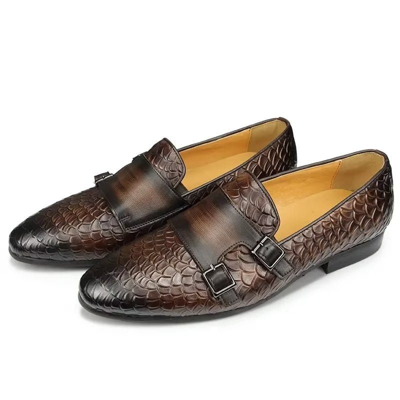 Herre Fritidssko Croc-mønster Elegante Slip On Loafers - Kaffe