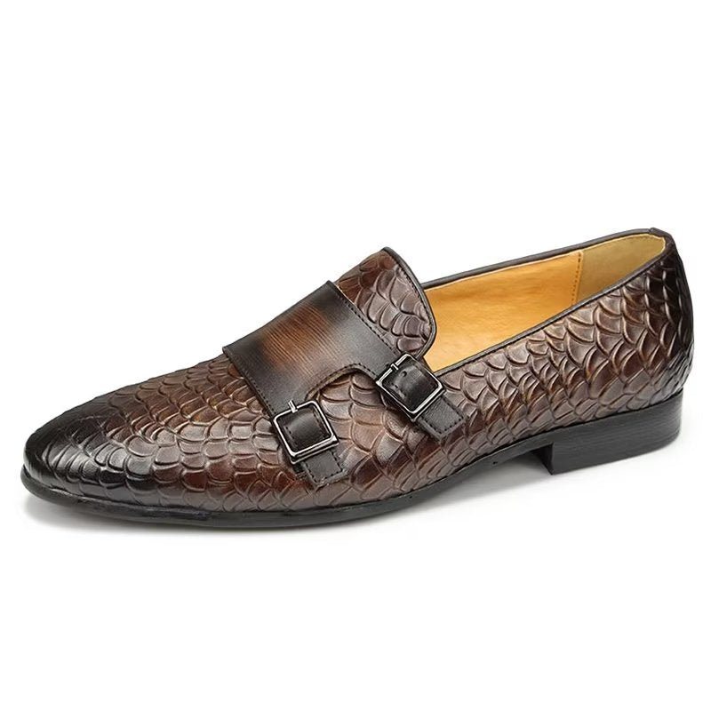 Herre Fritidssko Croc-mønster Elegante Slip On Loafers - Kaffe