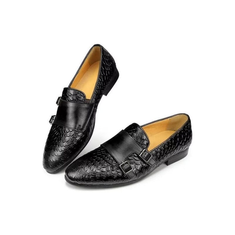 Herre Fritidssko Croc-mønster Elegante Slip On Loafers - Sort