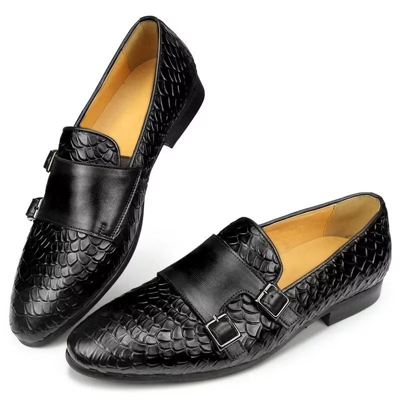 Herre Fritidssko Croc-mønster Elegante Slip On Loafers - Sort