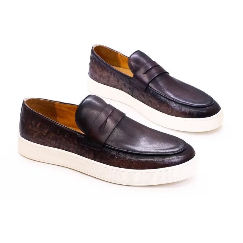 Herre Fritidssko Eksotiske Skinn Elegante Slip-on Sko - Kaffe