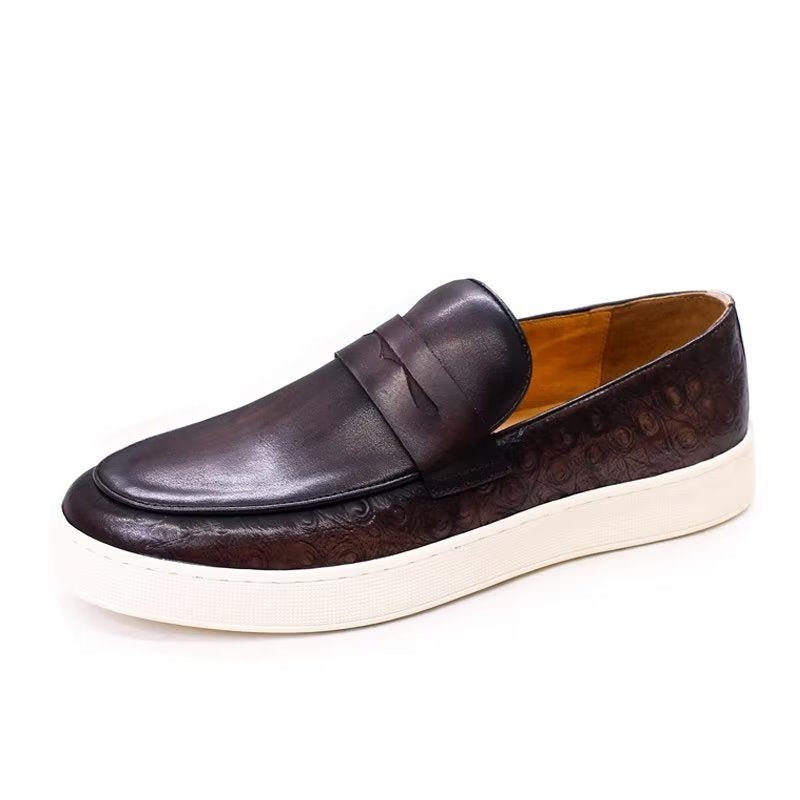 Herre Fritidssko Eksotiske Skinn Elegante Slip-on Sko - Kaffe