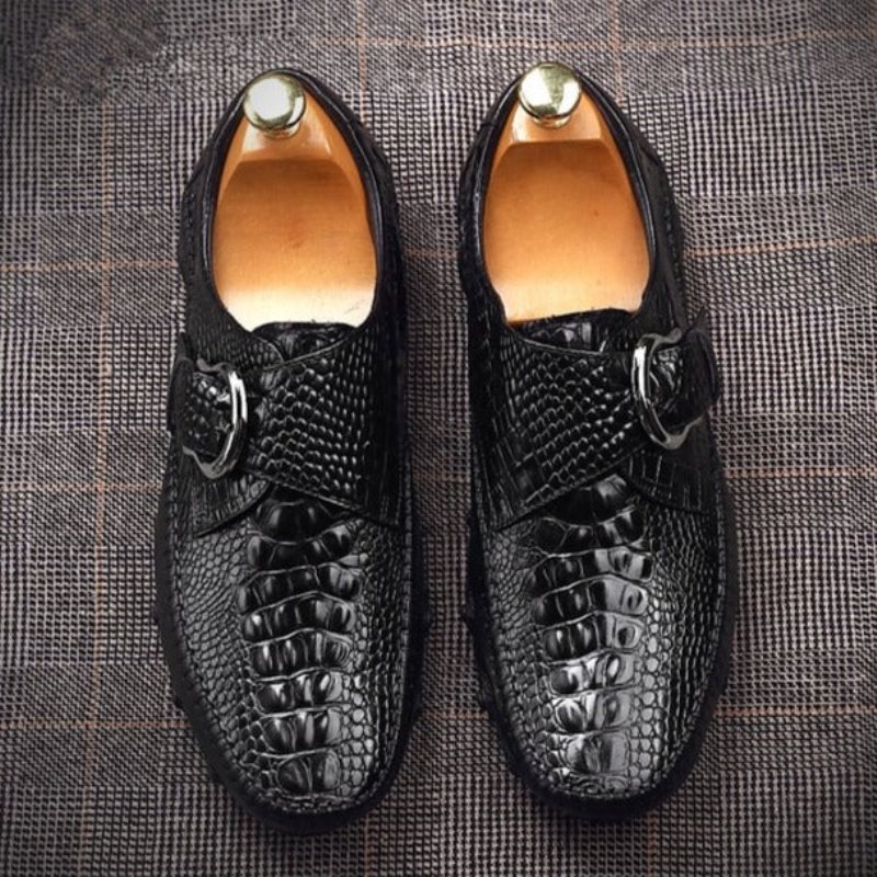 Herre Fritidssko Luksus Alligator Texture Penny Loafers - Svart