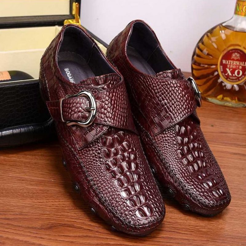 Herre Fritidssko Luksus Alligator Texture Penny Loafers - Rød