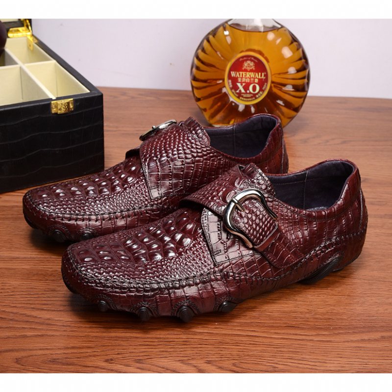 Herre Fritidssko Luksus Alligator Texture Penny Loafers - Rød