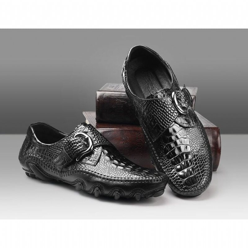 Herre Fritidssko Luksus Alligator Texture Penny Loafers - Svart