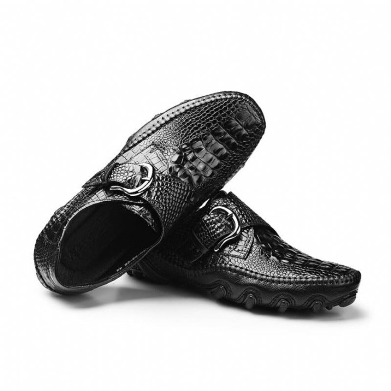 Herre Fritidssko Luksus Alligator Texture Penny Loafers - Svart