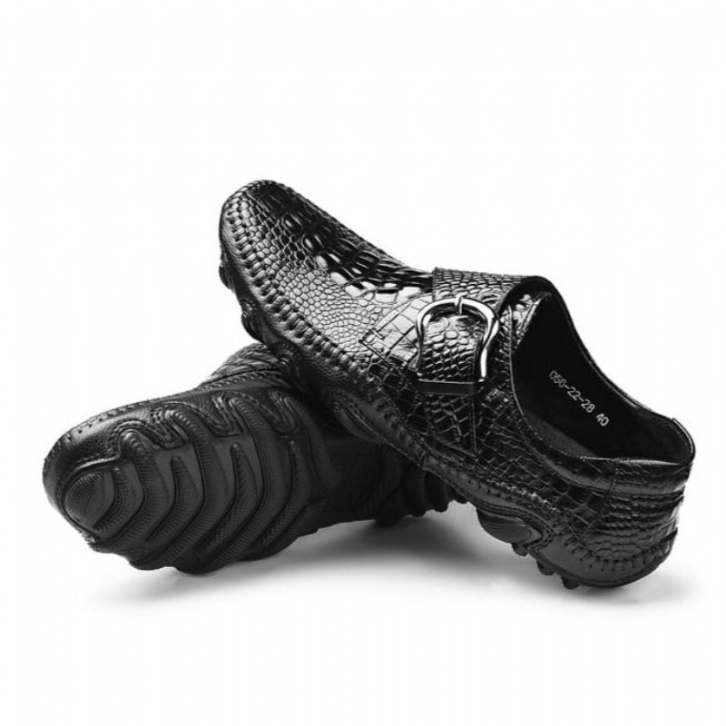 Herre Fritidssko Luksus Alligator Texture Penny Loafers - Svart