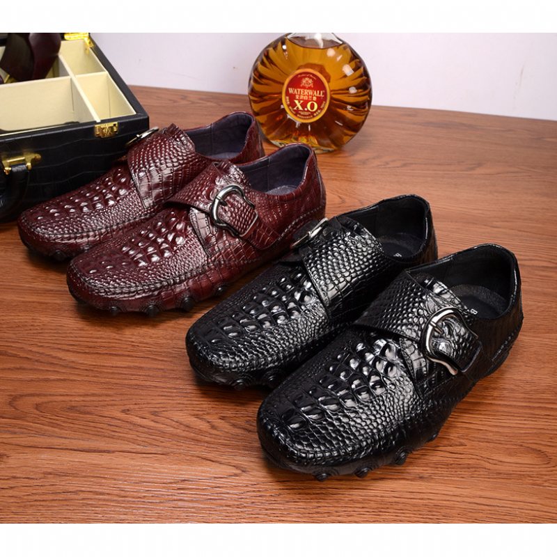 Herre Fritidssko Luksus Alligator Texture Penny Loafers - Svart