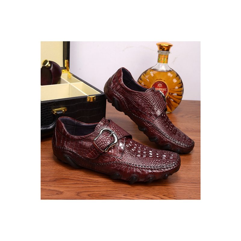 Herre Fritidssko Luksus Alligator Texture Penny Loafers - Rød