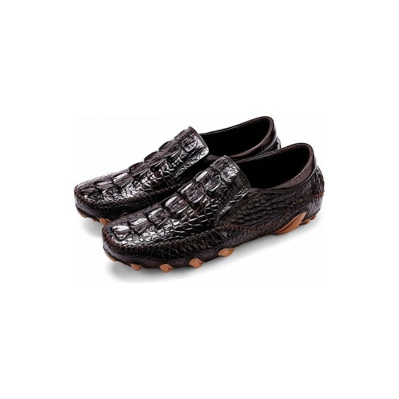 Herre Fritidssko Luksus Alligator Texture Slip On Oxford Sko - Sort