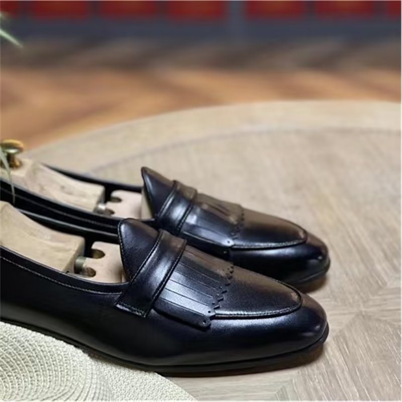 Herre Fritidssko Luksus Dusk Skinn Slip On Loafers - Svart