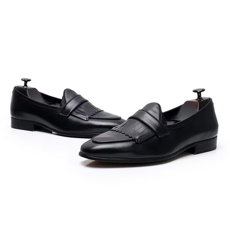 Herre Fritidssko Luksus Dusk Skinn Slip On Loafers - Svart