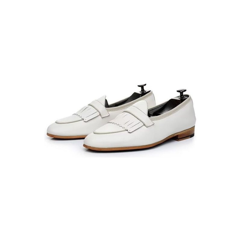 Herre Fritidssko Luksus Dusk Skinn Slip On Loafers - Hvit