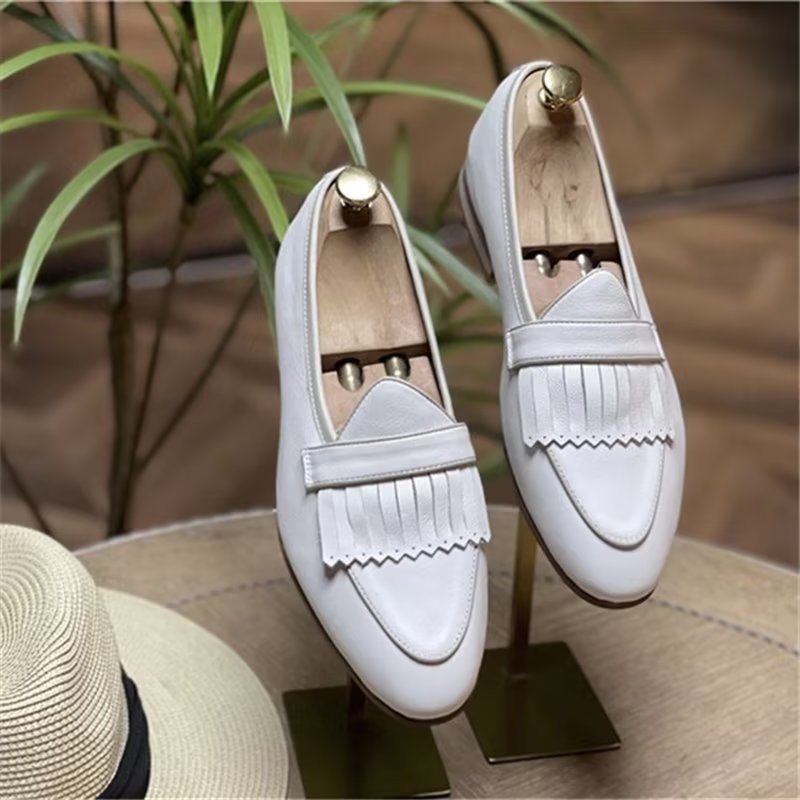 Herre Fritidssko Luksus Dusk Skinn Slip On Loafers - Hvit