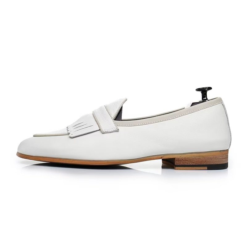 Herre Fritidssko Luksus Dusk Skinn Slip On Loafers - Hvit