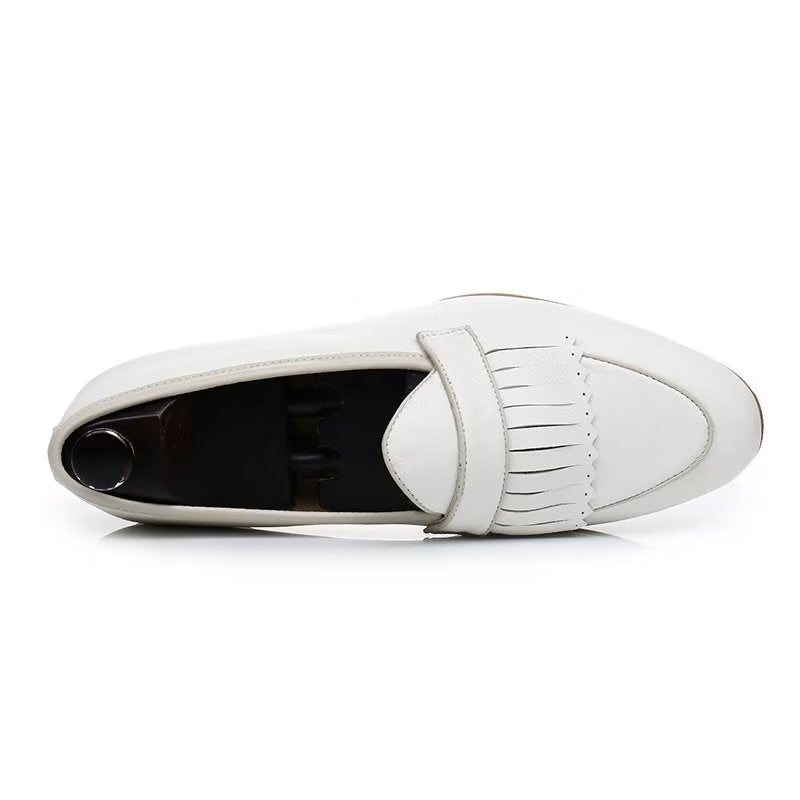 Herre Fritidssko Luksus Dusk Skinn Slip On Loafers - Hvit