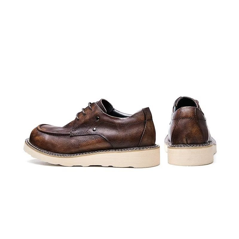 Herre Fritidssko Lux Cow Leather Rund Toe - Kaffe