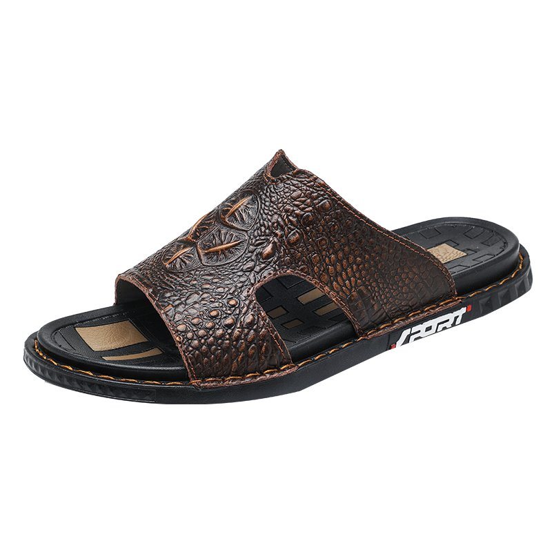 Herre Fritidssko Luxecroco Summer Chic Slip On Slides - Kaffe