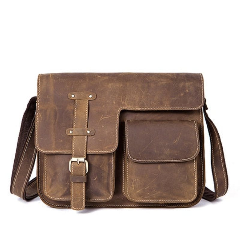 Herre Kofferter Luksus Eksotisk Skinn Vintage Flap Crossbody Koffert - Kaffe