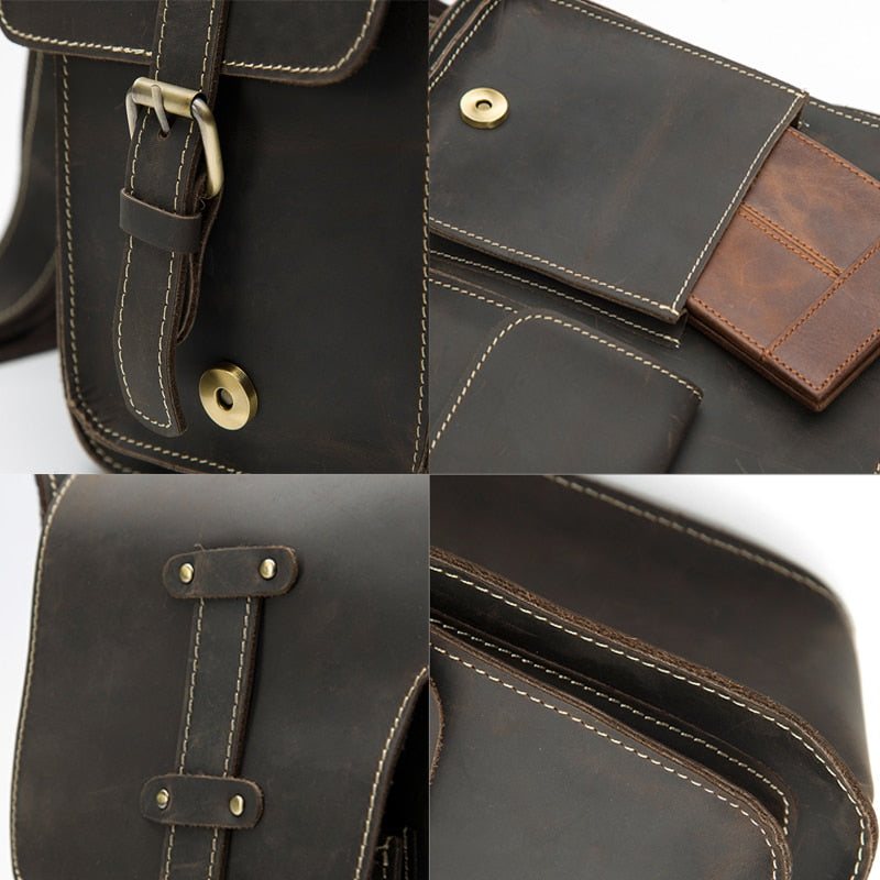 Herre Kofferter Luksus Eksotisk Skinn Vintage Flap Crossbody Koffert - Mørk Kaffe