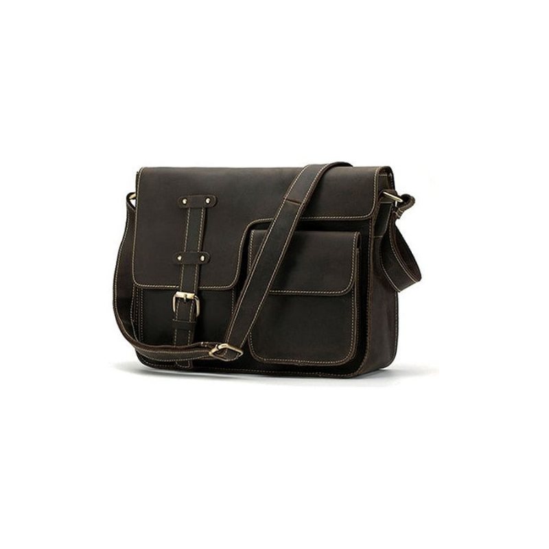 Herre Kofferter Luksus Eksotisk Skinn Vintage Flap Crossbody Koffert - Mørk Kaffe