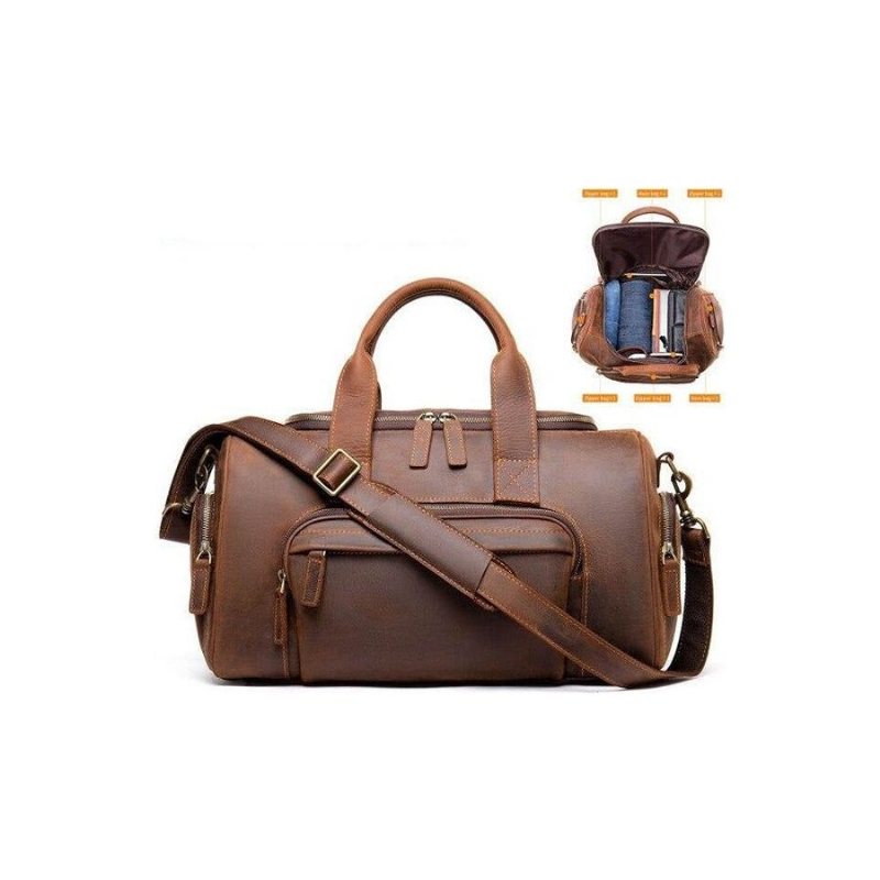 Herre Kofferter Luxury Leather Travel Briefcase Bag - Kaffe